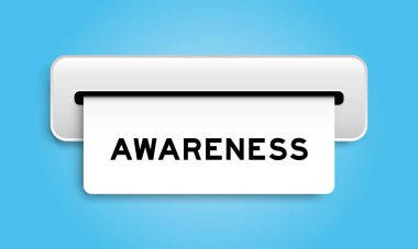 Mavi arkaplandaki makineden kelime bilinci verilmiş beyaz kupon pankartı