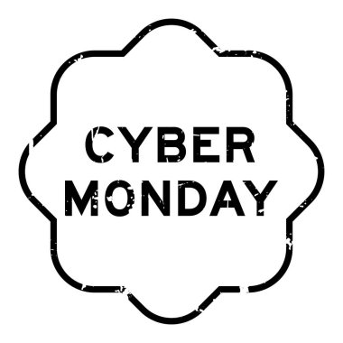 Grunge siyah siber pazartesi kelime beyaz arka planda lastik mühür