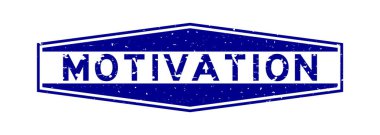 Grunge mavi motivasyon sözcüğü altıgen lastik mühür beyaz arka planda