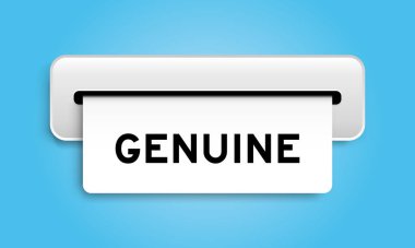 Mavi arka plandaki makineden hakiki kelime içeren beyaz kupon pankartı