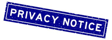 Grunge mavi mahremiyet uyarısı kelime kare kauçuk mühür beyaz arka planda