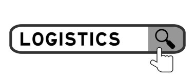Beyaz arkaplanda büyüteç simgesi olan kelime lojistiğinde arama paneli