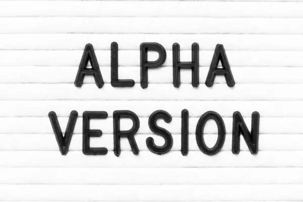 Black color letter in word alpha version on white felt board background