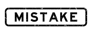 Grunge siyah hata sözcüğü beyaz arka planda kare kauçuk mühür