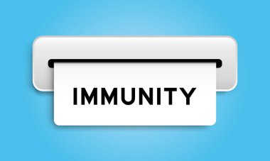 Mavi arkaplandaki makineden kelime dokunulmazlığı olan beyaz kupon pankartı