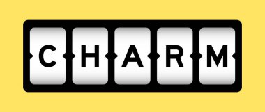 Sarı arkaplanlı slot pankartında kelime çekiciliğiyle siyah renk