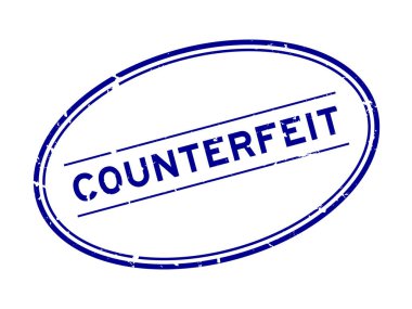 Grunge Blue sahte kelime oval lastik damga beyaz arka planda