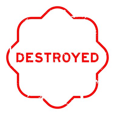 Grunge kırmızısı beyaz arka planda lastik mühür sözcüğünü yok etti