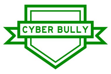 Vintage green color pentagon label banner with word cyber bully on white background clipart