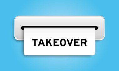 Beyaz kupon pankartı mavi renk arkaplanındaki makineden alınma sözcüğü