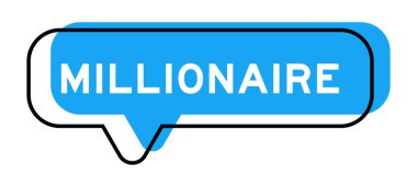 Konuşma pankartı ve mavi tonda beyaz arka planda kelime milyoneri