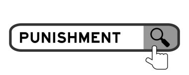 Beyaz arkaplanda büyüteç simgesi ile kelime cezalandırmada arama paneli