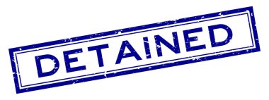 Grunge mavisi, beyaz arkaplandaki sözcüğün kare kauçuk damgası