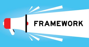 Mavi arkaplanda beyaz afiş ile kelime çerçevesi ile renk megafonu simgesi