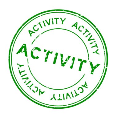 Grunge yeşil kelime yuvarlak lastik mühür beyaz arka planda