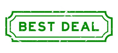 Grunge yeşil en iyi anlaşma kelime beyaz arka planda lastik mühür