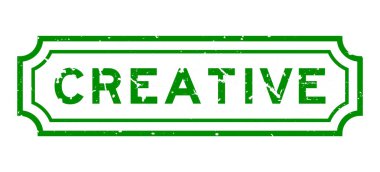 Grunge yeşil kelime beyaz arka planda lastik mühür