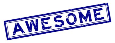 Beyaz arka planda Grunge blue word square lastik mühür damgası