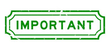 Grunge yeşil önemli kelime beyaz arka planda kauçuk mühür