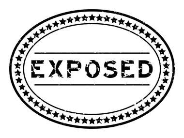 Grunge siyah kelime oval lastik mühür beyaz arka planda