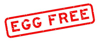 Grunge kırmızı yumurtası beyaz arka planda kare kauçuk mühür mührü