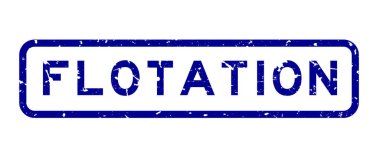 Grunge mavi yüzen kelime kare kauçuk mühür beyaz arka planda