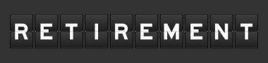 Gri arkaplanda kelime emekliliği olan siyah renk analog çevirme tahtası