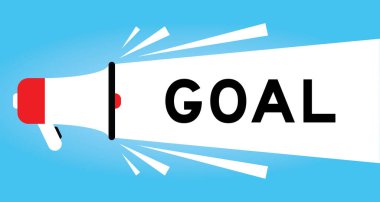 Mavi arkaplanda beyaz pankartta sözcük hedefi olan renk megafonu simgesi