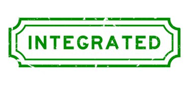 Grunge yeşil kelime entegre beyaz arka planda lastik mühür damgası