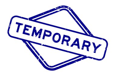 Grunge mavi kelime geçici mühür beyaz arka planda