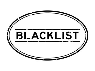 Grunge kara liste kelime oval lastik mühür beyaz arka planda