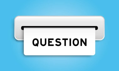 Mavi arkaplandaki makineden kelime sorusu içeren beyaz kupon pankartı