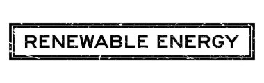 Grunge siyah yenilenebilir enerji sözcüğü kare kauçuk mühür beyaz arka planda