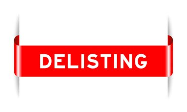 Beyaz arkaplanda sözcük lekelenen kırmızı etiketli pankart