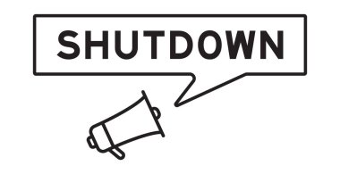 Beyaz arkaplanda kelime kapatma ile konuşma baloncuğu ile megafon simgesi