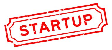 Grunge kırmızı başlangıç kelimesi beyaz arkaplanda lastik mühür