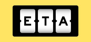 Sarı arkaplanlı slot pankartıyla ETA (tahmini varış zamanının kısaltması) siyah renk