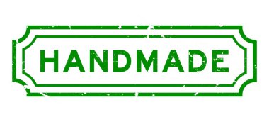 Grunge yeşil el yapımı beyaz arka planda lastik mühür.