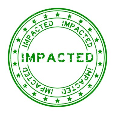 Grunge yeşil kelime yuvarlak lastik mühür beyaz arka planda