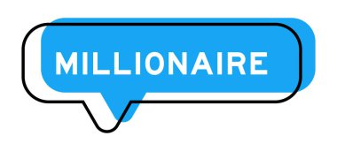 Konuşma pankartı ve mavi tonda beyaz arka planda kelime milyoneri