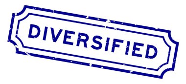 Grunge mavi kelime çeşitlendirilmiş beyaz arka planda lastik mühür damgası