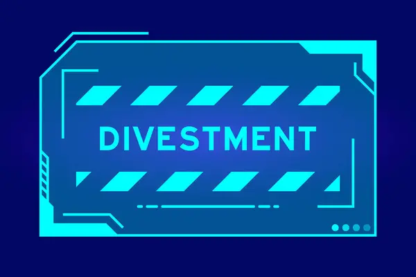 Blauwe Kleur Van Futuristische Hud Banner Die Woord Desinvestering User — Stockvector