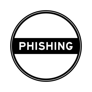 Siyah renkli mühür etiketi beyaz arkaplanda phishing