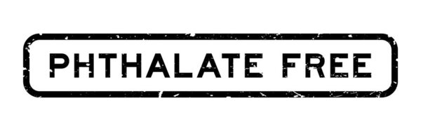 Grunge black phthalate free word square rubber seal stamp on white background