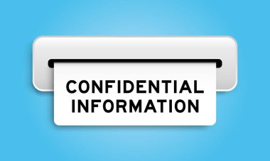 Mavi renk arkaplanındaki makineden gizli bilgi içeren beyaz kupon pankartı