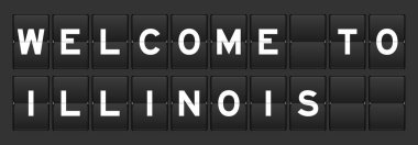 Gri arka planda Illinois 'e hoş geldiniz yazılı siyah renk analog ters tahtası