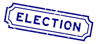 Grunge mavi seçim sözcüğü beyaz arka planda lastik mühür