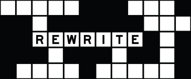 Alphabet letter in word rewrite on crossword puzzle background clipart