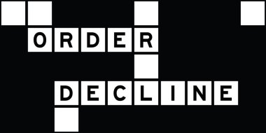 Alphabet letter in word order decline on crossword puzzle background clipart