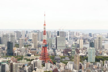 Tokyo, Japonya 28 Nisan 2019: Tokyo kulesi birçok bina etrafında yer alan, bu kule Tokyo, Japonya 'nın ünlü simgesidir.